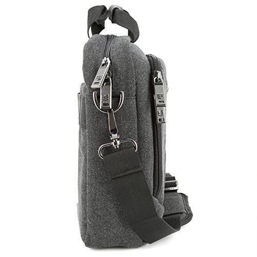 Notebook Tasche 11.6 | Evecase 11.6 Zoll Universal Canvas Laptop Schutzhülle Aktentasche mit Zubehörfächer, Lasche für Trolleybefestigung für Notebook MacBook Ultrabook Tablet – Grau - 8