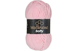 ‎WOLLBIENE Wollbiene Softy 100 Gramm chenille wolle zum häkeln Strickwolle, Babywolle, Chenille Wolle Super Bulky crochet yarn (rosa 81)