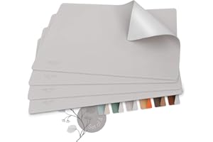 ‎SÖLMO sølmo I Designer Tischset aus PU-Leder, Hitzebeständig Zweifarbig I 4er Platzset abwischbar, Tischset Leder, Platzdeckchen, Platzset Leder, Tischset Kinder (Lilac Grey/Silver)