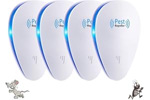 TOMUTECH Ultrasonic Pest Repellent, Powerful Mouse Repeller plug in Pest Control, Effective against for Mice, Rats, Spiders, Cockroaches, Electronic Device for Indoor Use-Radiation free (4 Pack)