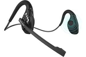 Golvery Latest Bluetooth 5.3 Headset w/Noise Canceling Boom Mic, Wireless Headset for Phone PC Computer Latop, Lightweight and Comfortable Headphone for Office Meeting Home Working Calling, 10H