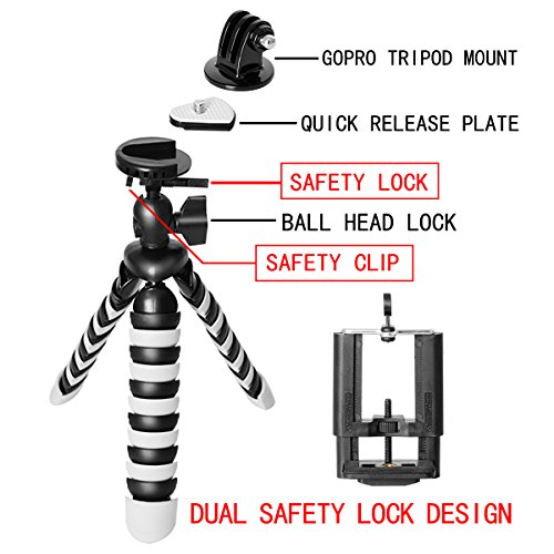 Asequible Mini trípode del Pulpo Flexible Trípode al Aire Libre Trípode
de Escritorio Trípode portátil Soporte Kickstand Soporte para Cuna
Selfie Trípode con Clip para teléfono móvil etc (Ancho máximo: 100mm)
Especial