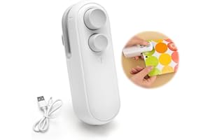 TNSLAND Mini Sigillatore con Taglierina, 2 in 1 Mini Sigillatrice per Sacchetti Ricaricabile, Sigilla Sacchetti Termosaldatrice per Sacchetti con Aspirazione Magnetica, Sigillatore per Sacchetti