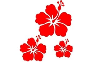 kdosublim Sticker Autocollant, Vinyle, 3 fleurs d'hibiscus Rouge