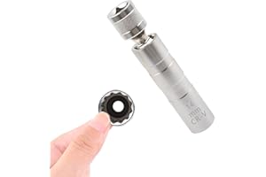TYVOM 1 Pcs 14mm Spark Plug Socket 12 Point Spark Plug Removal Tool Spanner, 3/8 Inch Drive Thin Wall Magnetic Removal Tool Automobile Sparking Plug Wrench for Engines Various Models Motorcycle