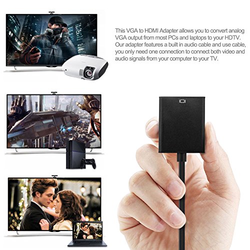VGA To HDMI Converter 1080p FULL HD Adapter Cable With Audio For HDTV PC Laptop TV - 6