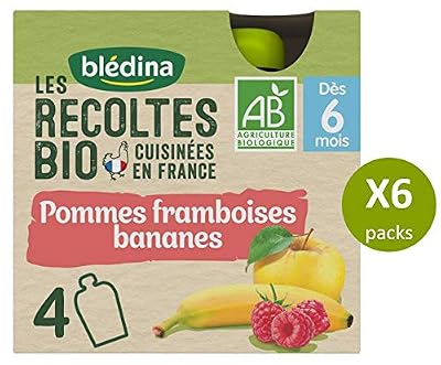 Les Récoltes Bio Blédina Les Récoltes Bio 24 gourdes Bio Pommes/Framboise/Bananes (Pack de 6x4 gourdes)