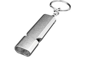 rongweiwang Sifflet de Survie en Aluminium Double Tubes Whistle Haute Decibel Outdoor Emergency Whistle Fort de Sauvetage pour la Marine, canotage, randonnée pédestre, Camping, Kayak