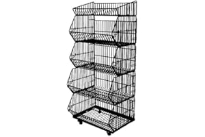 YUDU 5er Stapelkörbe Gitterkorb Wühlkorb Verkaufständer Warenständer Schwarz