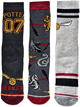 Harry Potter socks stockings set of 3 Quidditch 41-45 gray red