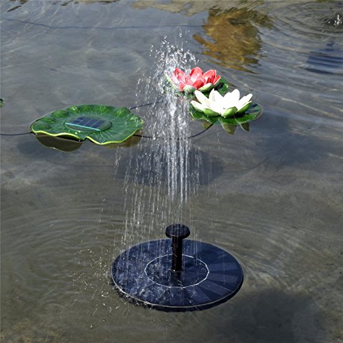 topdeal 16,5 cm Outdoor Solar Powered Wasser schwimmende Pumpe Brunnen, Garten Teich Springbrunnen Set, freistehend, Garten 1.4 W Solar Panel Kit Wasser Pumpe - 2