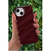 Lavderuar iPhone 14 Plus - 15 Plus İle Uyumlu 3D Dalga Efektli Glossy Finish Premium Koruma Kılıfı - Deep Plum