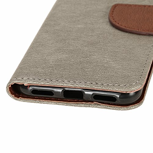 Huawei P8 Lite 2017 Lederhülle,Huawei P8 Lite 2017 Brieftasche,JAWSEU Vintage Retro Grau Braun Magnetverschluss Bookstyle Lanyard/Strap Kunstleder PU Leder Brieftasche Hülle Wallet Case Flip Cover Hüllen Etui Silikon Back Rückseite Cover mit [Ständerfunktion] und [Kartenfächer]für Huawei P8 Lite 2017+1xSchwarz Glitzer Bling Eingabestift-Grau Braun - 5