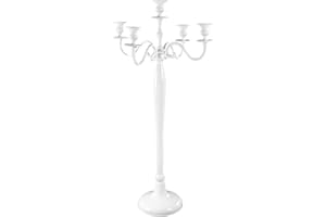 Gräfenstayn Candelabro 1, 3 o 5 Brazos - Diferentes tamaños - Candelabro en Color Plata, Negro, Blanco o Dorado (L, Blanco)