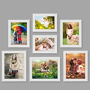 AJANTA ROYAL Synthetic Wood Photo Frame (3-6x8, 2-5x7 & 2-4x6 inch, White)