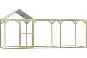 vidaXL Legno di Pino Impregnato Pollaio con Serratura e Chiavistelli Gabbia per Polli Galline per Esterni in Acciaio Zincato 4,5x1,5x2 m