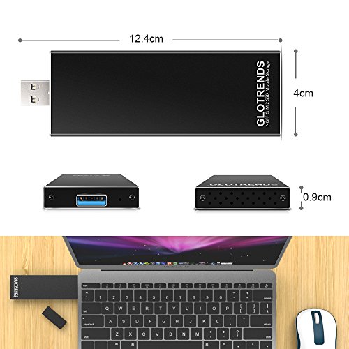 GLOTRENDS Caja de Carcasa USB 3 0 M 2 para SATA M 2 SSD  Clave B B   M   Soporte Trim y UASP  Carcasa de Aluminio con dise  o de ventilaci  n  Compatible con Windows Mac   Linux Xbox   PS4  etc 