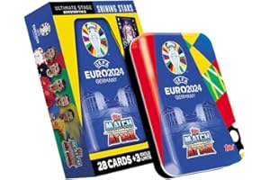 Topps Official Euro 2024 Match Attax - Booster Tin - Shining Stars - contains 28 EURO 2024 Match Attax cards plus 3 exclusive Shining Stars Limited Edition cards!