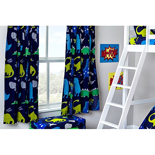 Curtains 66" x 72" Dinosaurs In the Dark with Tie Backs