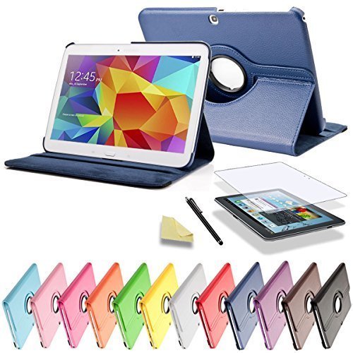 SVS 3in1 SET 360° Tab4 10.1 Schutzhülle + Folie + Pen Samsung Galaxy Tab 4 SM-T530 / T531 / T535 Tasche Etui (Dunkelblau)
