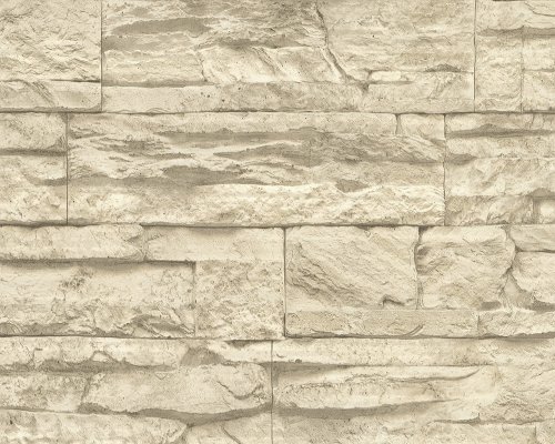 A.S. Création Vliestapete Best of Wood and Stone Tapete in Stein Optik fotorealistische Steintapete Naturstein 10,05 m x 0,53 m beige creme Made in Germany 707130 7071-30 - 2