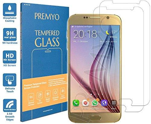PREMYO 2 Piezas Cristal Templado Samsung Galaxy S6 Protector Cristal Samsung S6 con una Dureza de 9H Bordes Redondeados a 2 5D Protector Pantalla Galaxy S6 reviews PREMYO 2 Piezas Cristal Templado Samsung Galaxy S6 Protector Cristal Samsung S6 con una Dureza de 9H Bordes Redondeados a 2 5D Protector Pantalla Galaxy S6