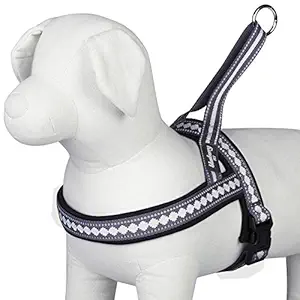 Blueberry Pet 4 Colors Soft & Comfy 3M Reflective Jacquard Padded Dog Harness, Chest Girth 30