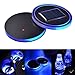 Produktbild 2 Stück Solar LED Auto Cup Halter Untersetzer, wasserdichte Acryl-Untersetzer Auto Innenneon Dekoration Atmosphäre Lichter Matte für Universalautos - eingebaute Erschütterung leuchten automatisch nachts (blaue Farbe)