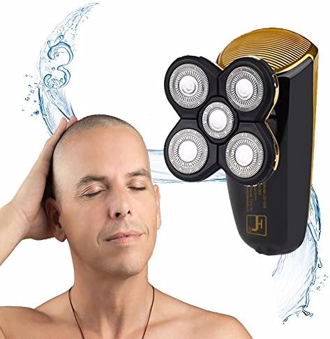 Bald Head Shaver and Beard Trimmer 2 in 1 Five Headed Flex Shaver Head Clippers with Double Loop Sharp Knife Nets USB Rechargeable Waterproof Rotary Shaving Razor