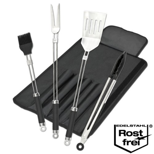 Bremermann 1516 Grillbesteck-Set, 5-teilig aus Edelstahl mit Tasche