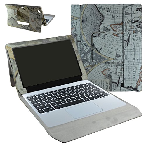 HP Elite x2 1012 G1 Hülle,Mama Mouth 2-in-1 Abnehmbare PU-lederne Case hülle mit Standfunktion für 12" HP Elite x2 1012 G1 Windows 10 Tablet,Landkarte