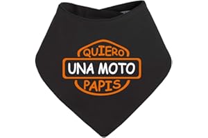 Clickink Bandana Quiero una moto. Regalos para bebés. Regalo divertido. Bebé friki. Regalo friki. Babero friki. Bebé motero. Babero bebé algodón.