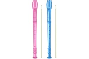 MaNeaz 2 Pièces Bleu + Rose flute enfant flute traversière Enfant Flûte À Bec Enfants Flûte À Bec Scolaire Soprano Plastique Amovible pour débutants enfants Avec Tige De Nettoyage