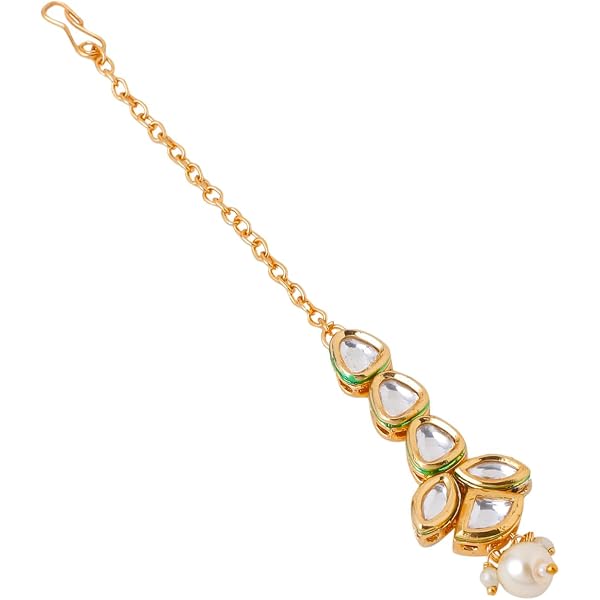 I Jewels Maang Tikka Für Baby-Mädchen – Vergoldet, 15 Cm, Mit Kundan-Nieten, Für Feste & Hochzeiten