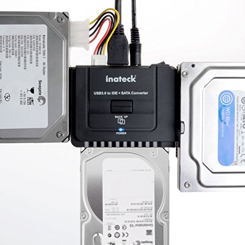 Inateck IDE/SATA zu USB 3.0 Combo Docking station Universalkonverter mit Netzschalter -2,5“ und 3,5“SATA HDD & IDE HDD-Laufwerke Konverter/ Adapter, auch unterstützt CD/DVD Laufwerke; Kompatible Windows XP/Vista/7/8/10; Mac OS 10.X - 5