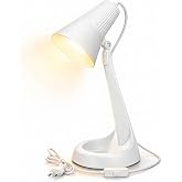 Hareket Başlıklı Beyaz Masa Lambası &ndash; E14 Duy, 3000K Sarı Işık LED Buji Ampul Hediyeli, 2 Metre Kablolu, ABS Plastik &Ccedil;alışma 