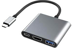 POWSAV USB C to HDMI Adapter,3 in 1 HDMI to USBC Digital AV Multiport Adapter,USB 3.0, 100W PD Fast Charging, USB Type C Converter to 4K HDMI for Macbook Air Pro/Google Chromebook/HP/iPad Pro/Lenovo