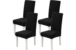 Xundefeng Stuhlhussen 4er Set Schwarz Stretch Hussen für Stühle Schwingstühle Esszimmerstühle Esszimmer Stuhlbezüge