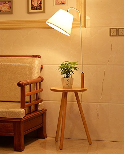 Preisvergleich Produktbild Holz Stehlampe, Nordic Wohnzimmer Schlafzimmer Sofa Couchtisch Licht, amerikanische Stehlampe (Farbe : Oak+white)