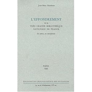 L'EFFONDREMENT DE LA TRES GRANDE BIBLIOTHEQUE NATIONALE DE FRANCE. Ses causes, ses conséquences Livre en Ligne - Telecharger Ebook