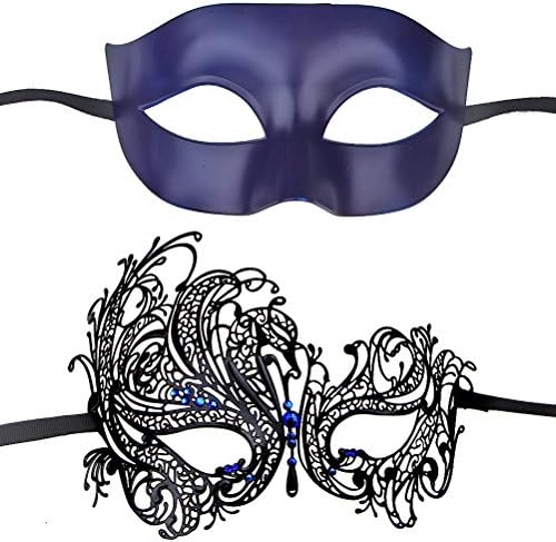 Masquerade Mask For Couple Mardi Gras Halloween Venetian Style Costumes Accessory Set (Color 207)