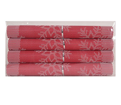 Deconovo Platzdeckchen Tischsets Stoff Platzmatten Kunststoff 30×45 cm Rot Weiß 4er set - 3