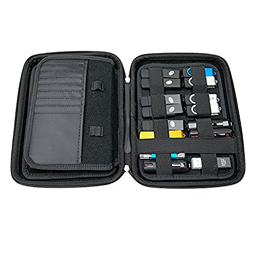 Ropch Zubehör Tasche Kabel USB Sticks Aufbewahrungstasche Organizer Speicherkarten Festplatten Schutzhülle Elektronik Reisetasche für Energien Bank SD Karten USB Sticks Tragetasche – Schwarz - 3