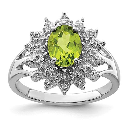 925 Sterling Silver Green Peridot Diamond Band Ring Stone Gemstone Fine Jewelry For Women Gift Set