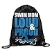 Produktbild guolinadeou Swim Mom Loud and Proud Drawstring Backpack Bag Beam Mouth School Travel Backpack Shoulder Bags for Men/Women