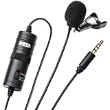 BOYA ByM1 Auxiliary Omnidirectional Lavalier Condenser Microphone with 20ft Audio Cable (Black): 