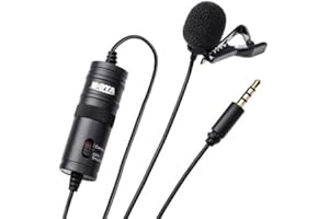 Boya ByM1 Auxiliary Omnidirectional Lavalier Condenser Microphone with 20ft Audio Cable (Black)