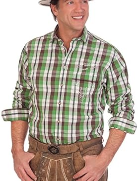 H1529 - Trachtenhemd mit langem Arm - A HOIBE GEHT NO - grün