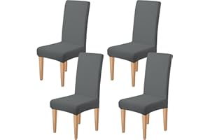 Dioxide Coprisedie con Schienale 4 Pezzi Elastico, Copri Sedia da Cucina Tessuto Confortevole,Universali Coprisedia Elasticizzati, Moderno Fodera Sedia per Soggiorno,Cucina,Casa (Grigio)