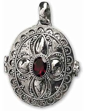 Ovaler Gift Anhänger Granatstein 925er Silber Schmuck etNox 118